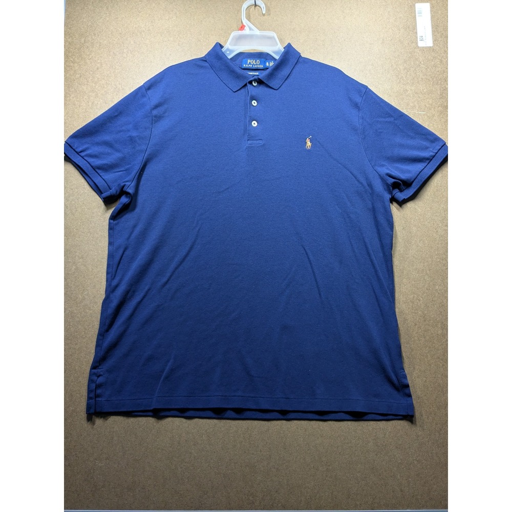 Polo Ralph Lauren Mens XL Custom Slim Fit Short Sleeve Polo Shirt Navy Blue